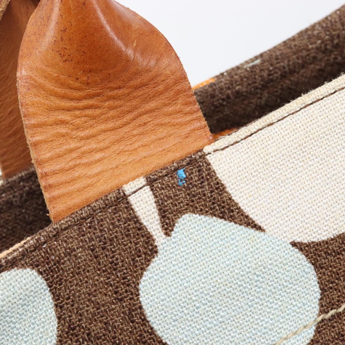 Miu Miu Tote Bag Canvas Brown Gold Tone Auth bs37123