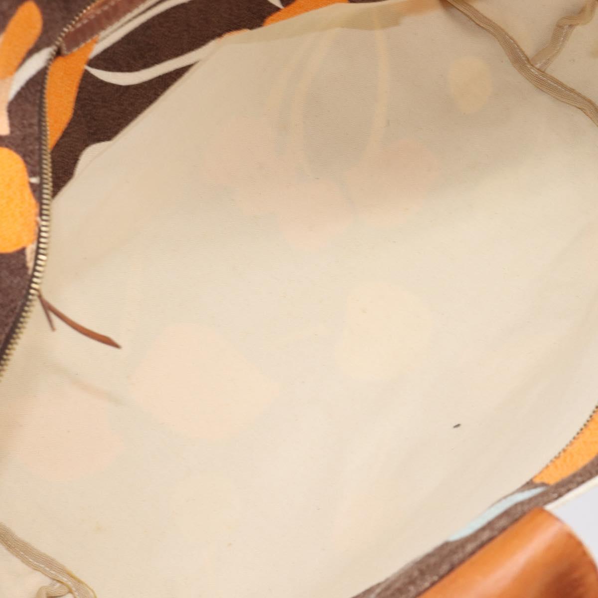 Miu Miu Tote Bag Canvas Brown Gold Tone Auth bs37123