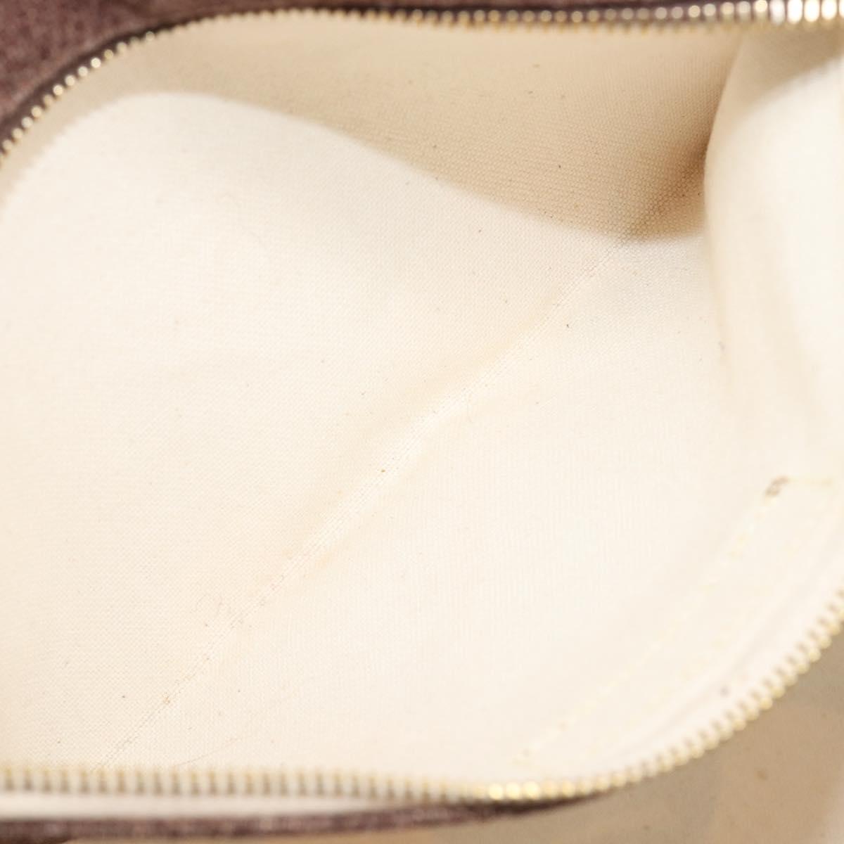 Miu Miu Tote Bag Canvas Brown Gold Tone Auth bs37123