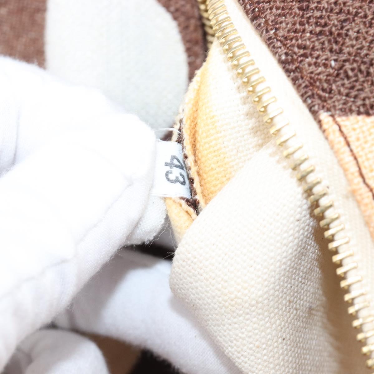 Miu Miu Tote Bag Canvas Brown Gold Tone Auth bs37123