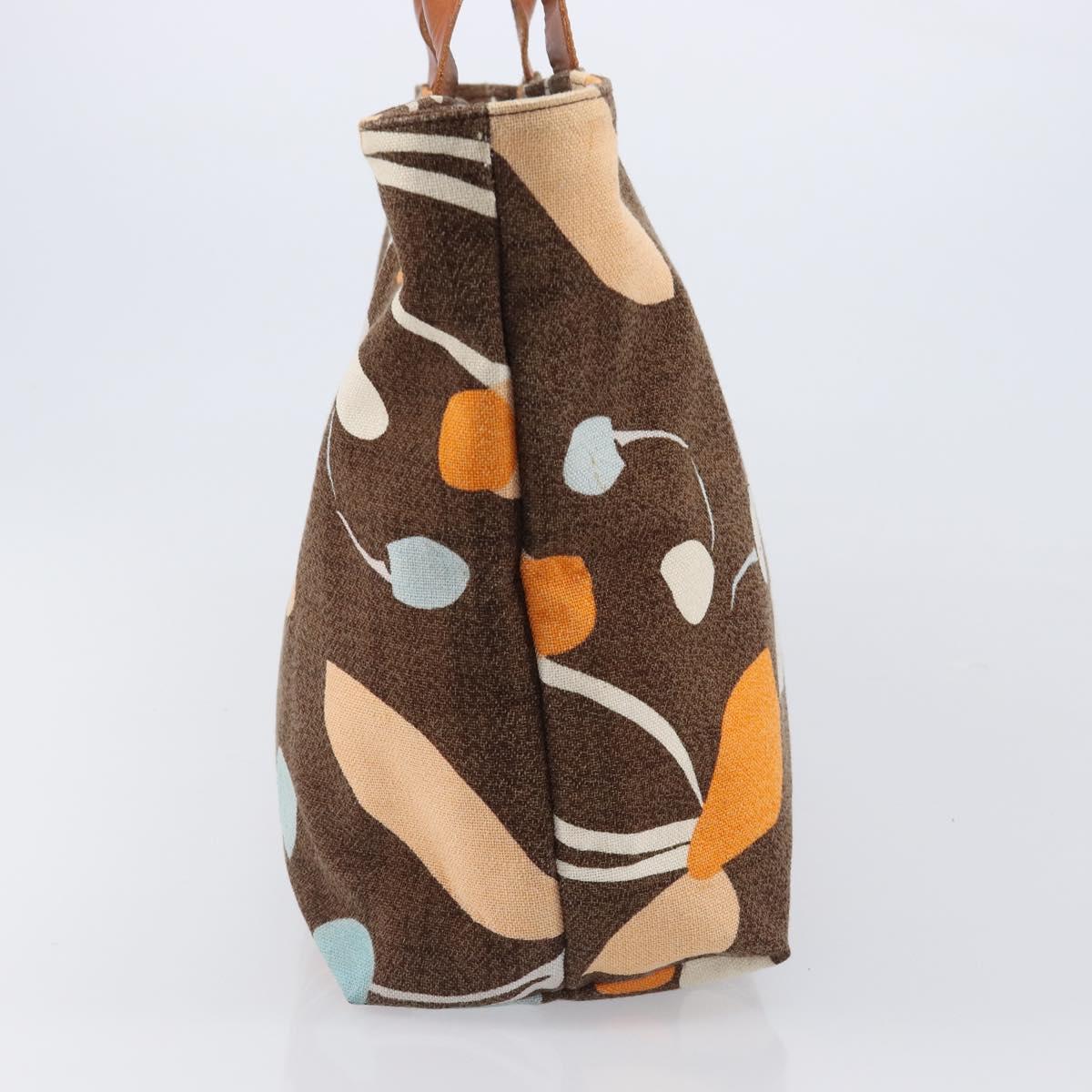 Miu Miu Tote Bag Canvas Brown Gold Tone Auth bs37123