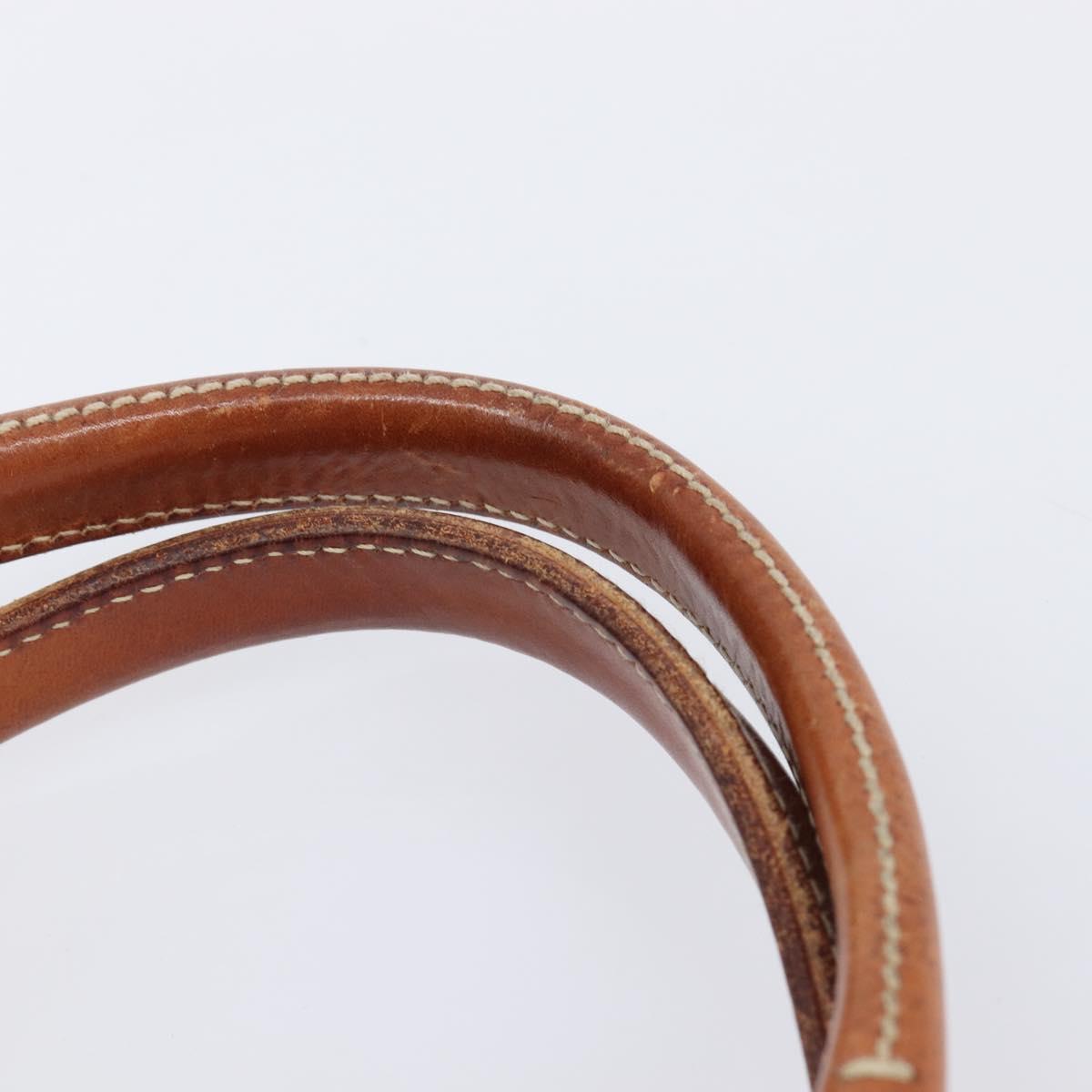 Miu Miu Tote Bag Canvas Brown Gold Tone Auth bs37123