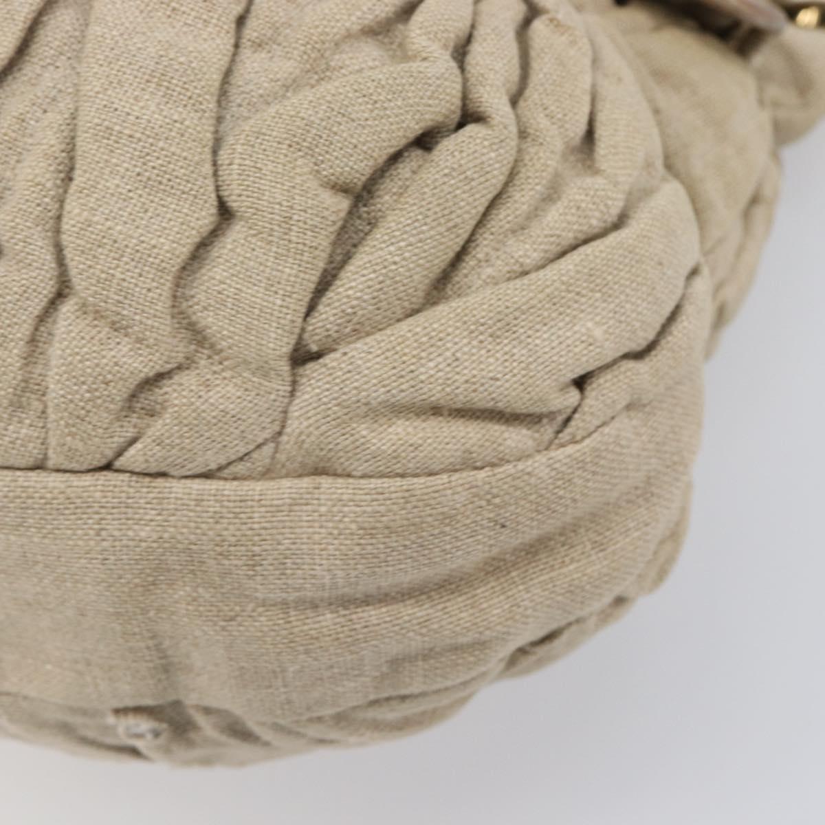 Miu Miu Matelasse Hand Bag Canvas Beige Gold Tone Auth bs37124