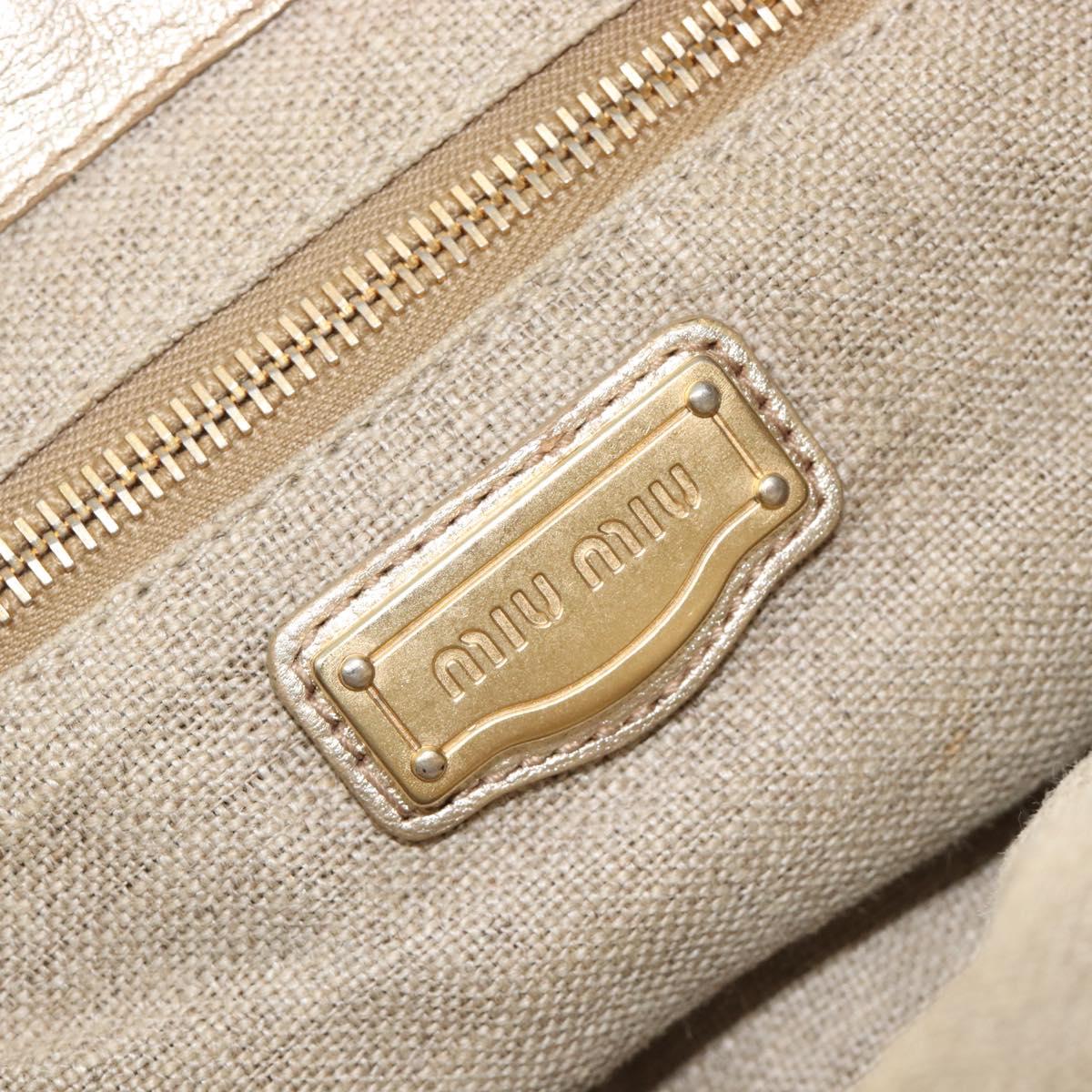 Miu Miu Matelasse Hand Bag Canvas Beige Gold Tone Auth bs37124