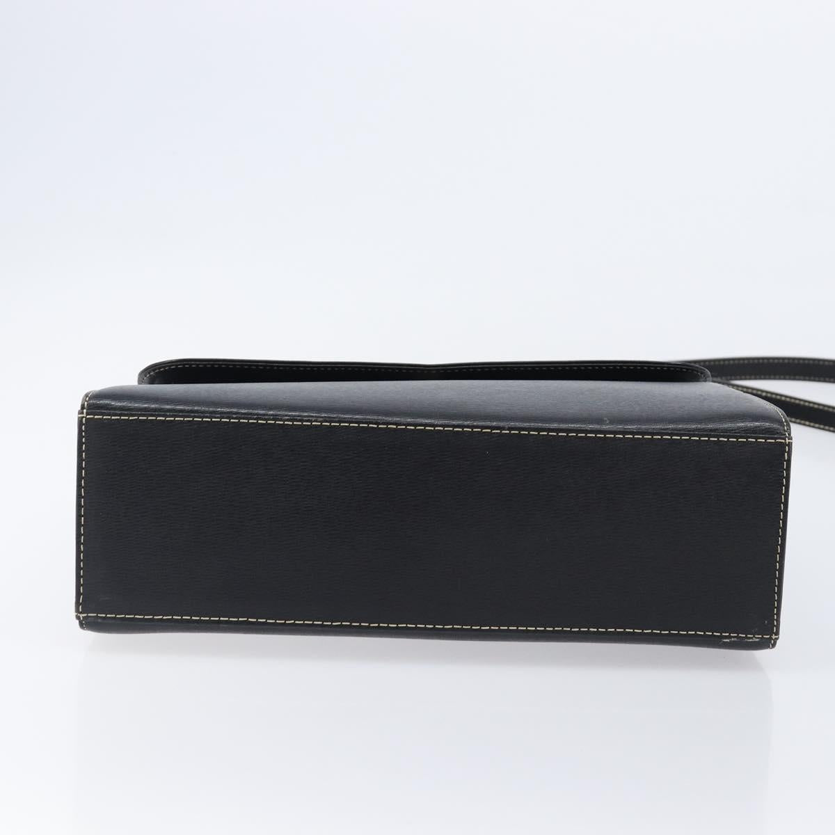 Burberrys Hand Bag Leather 2way Black Gold Tone Auth bs37125