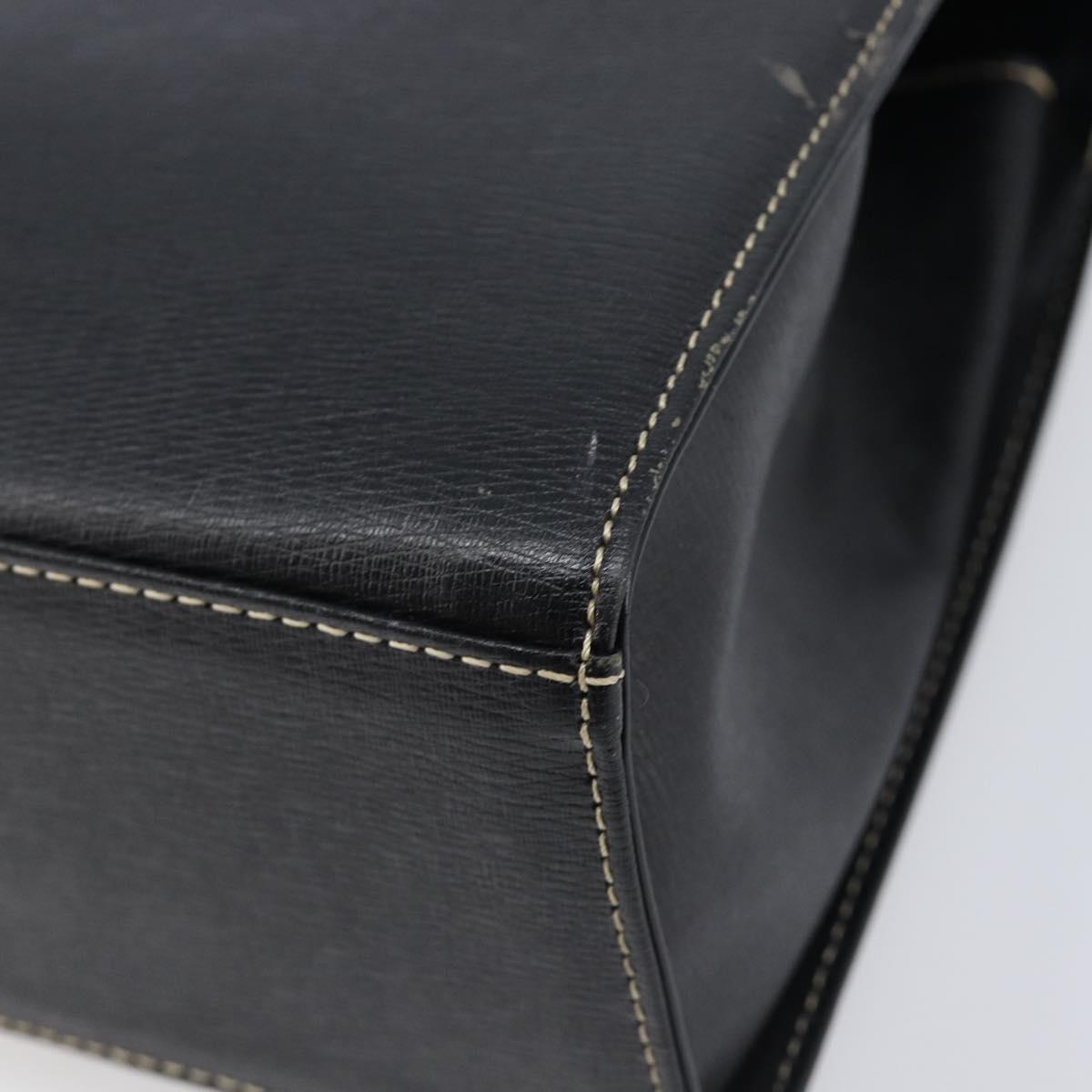 Burberrys Hand Bag Leather 2way Black Gold Tone Auth bs37125