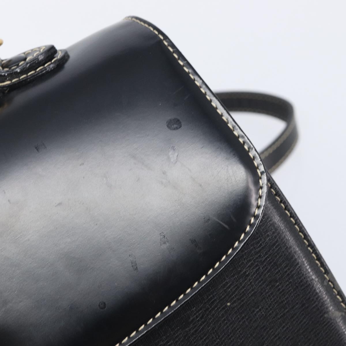 Burberrys Hand Bag Leather 2way Black Gold Tone Auth bs37125