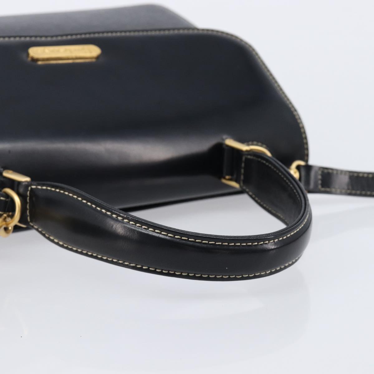 Burberrys Hand Bag Leather 2way Black Gold Tone Auth bs37125