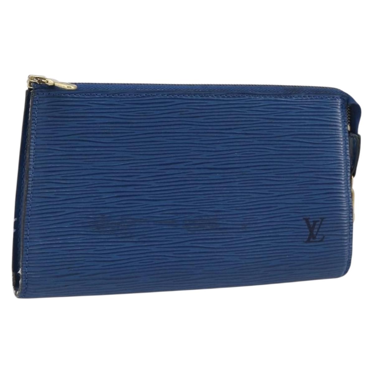 LOUIS VUITTON Epi Pochette Accessoires Accessory Pouch Blue M52985 Auth bs37126