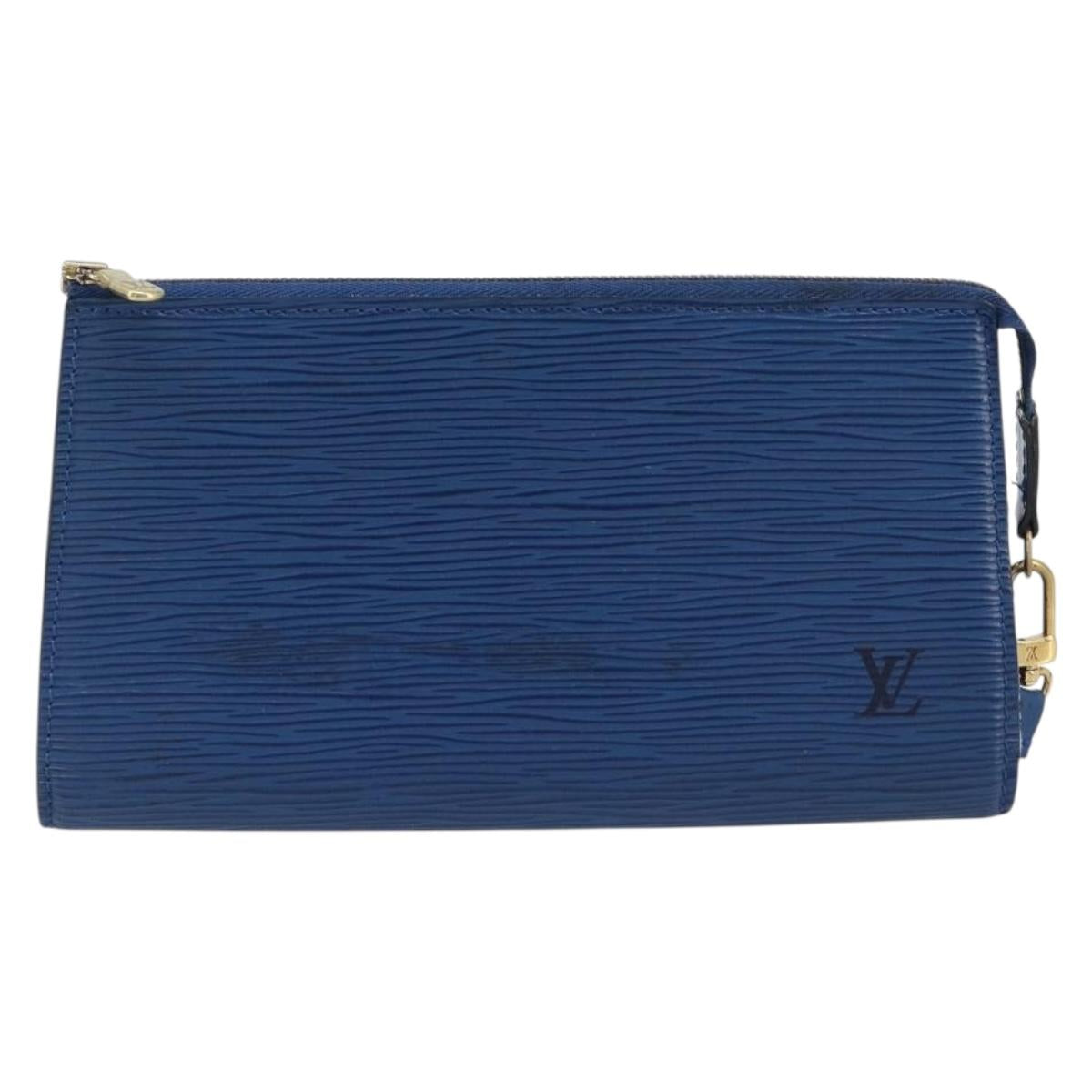 LOUIS VUITTON Epi Pochette Accessoires Accessory Pouch Blue M52985 Auth bs37126