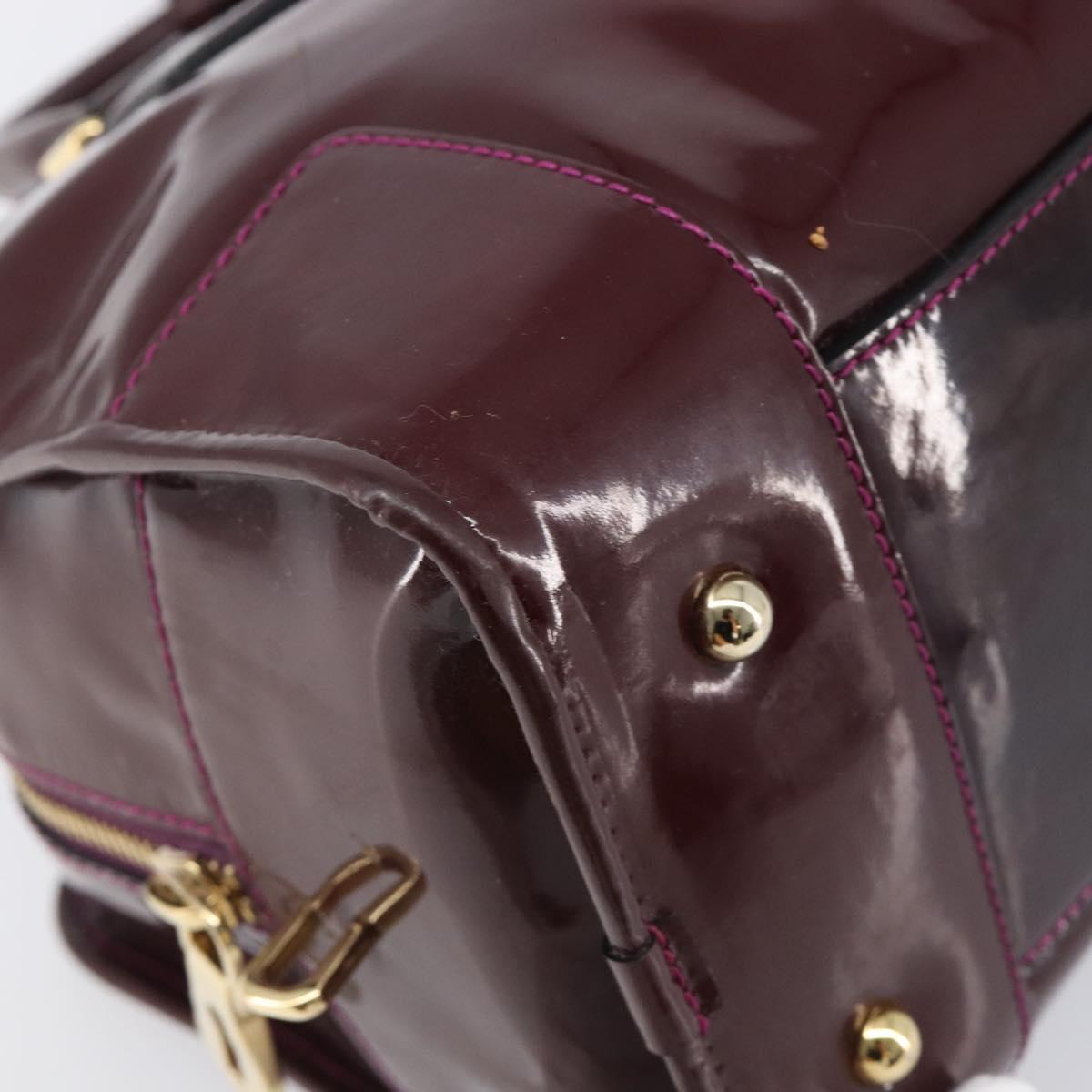 LOEWE Amazona 28 Hand Bag Patent Bordeaux Gold Tone Auth bs37131