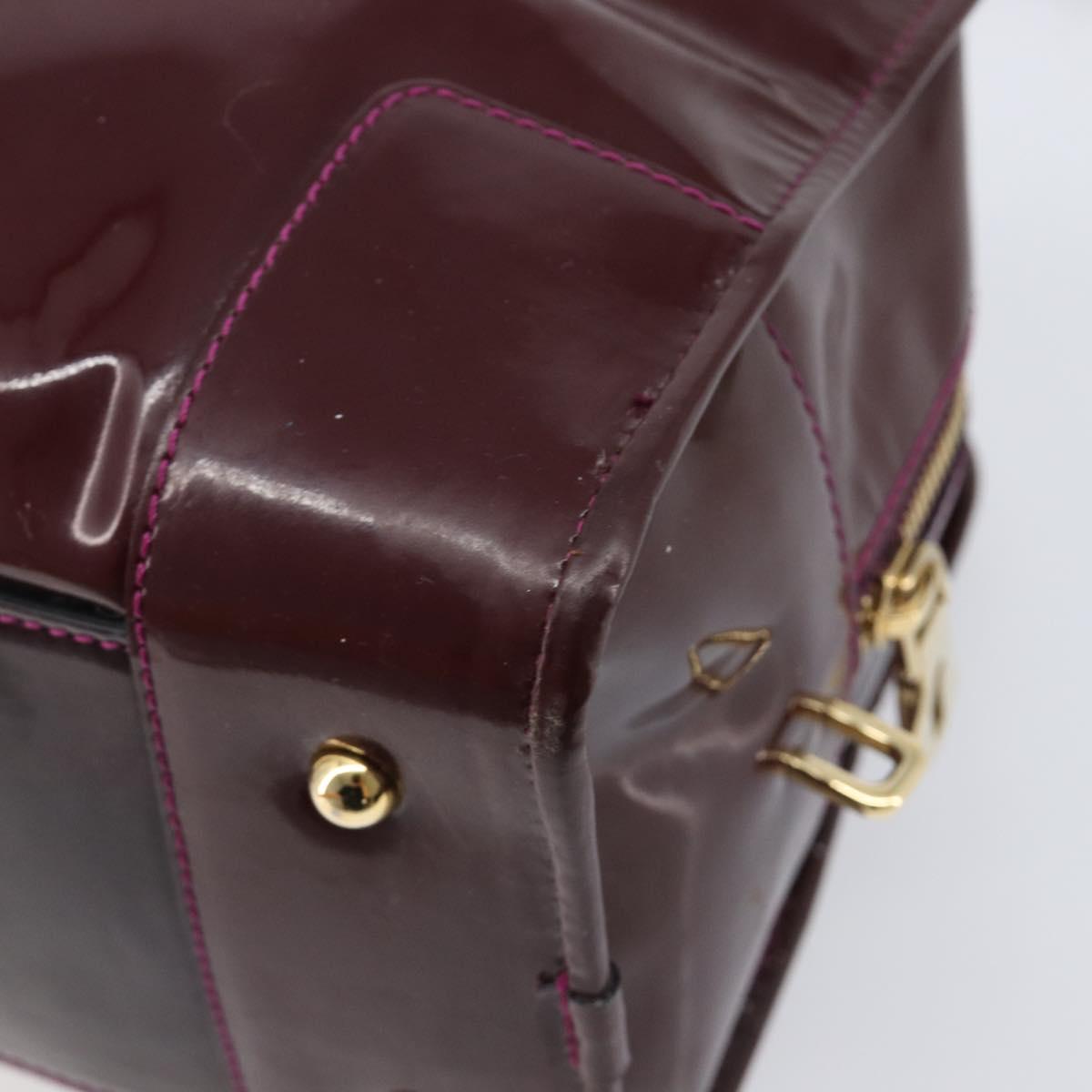 LOEWE Amazona 28 Hand Bag Patent Bordeaux Gold Tone Auth bs37131