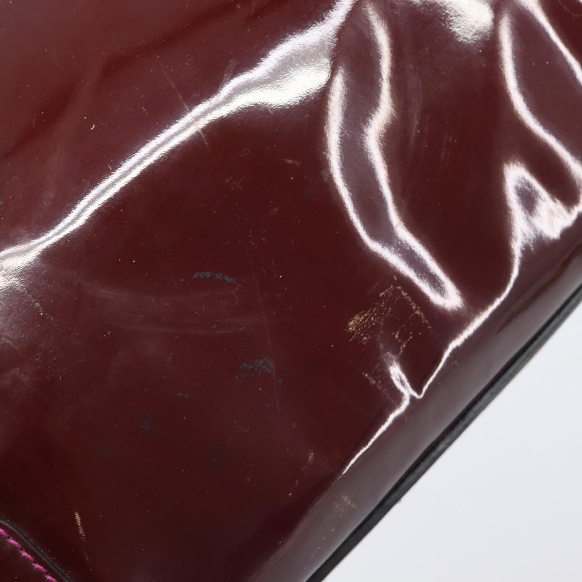 LOEWE Amazona 28 Hand Bag Patent Bordeaux Gold Tone Auth bs37131
