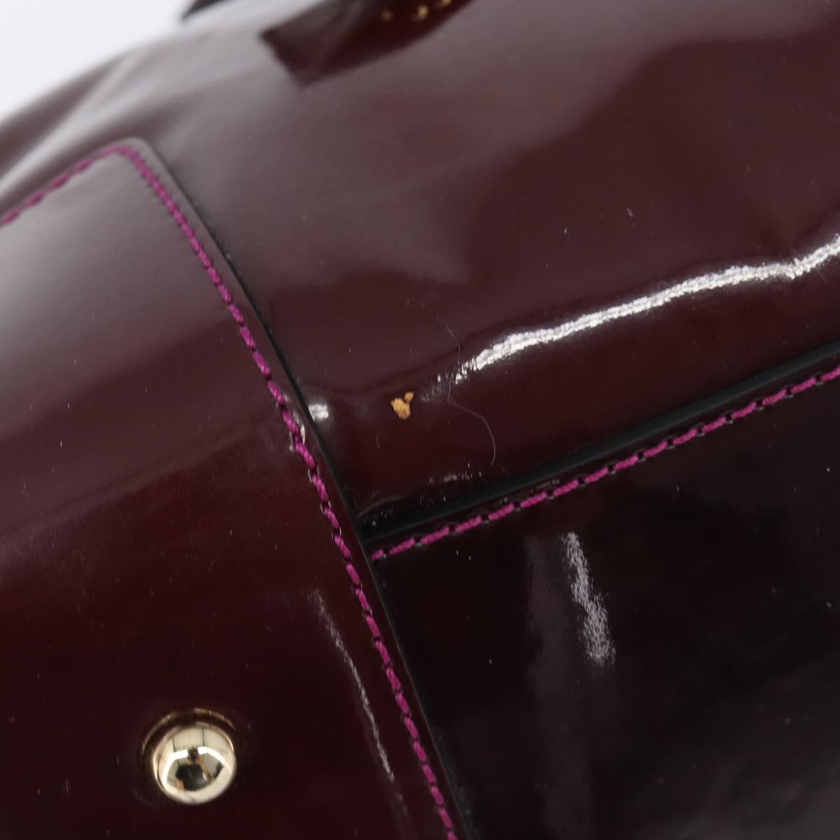LOEWE Amazona 28 Hand Bag Patent Bordeaux Gold Tone Auth bs37131