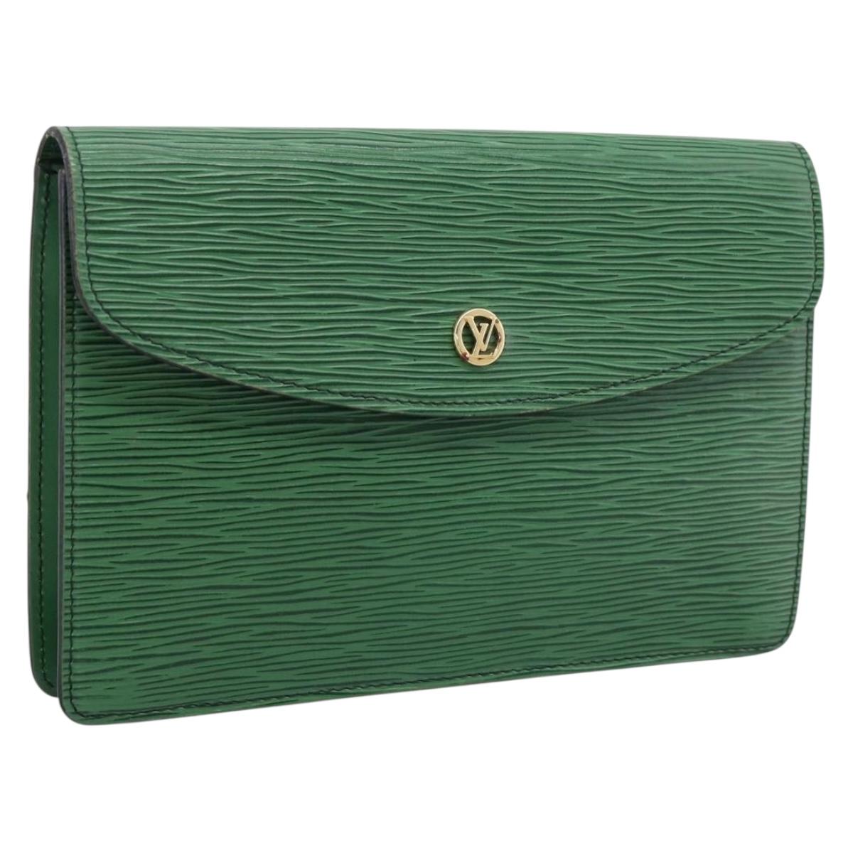LOUIS VUITTON Epi Montaigne 23 Clutch Bag Green M52664 LV Auth bs37137A