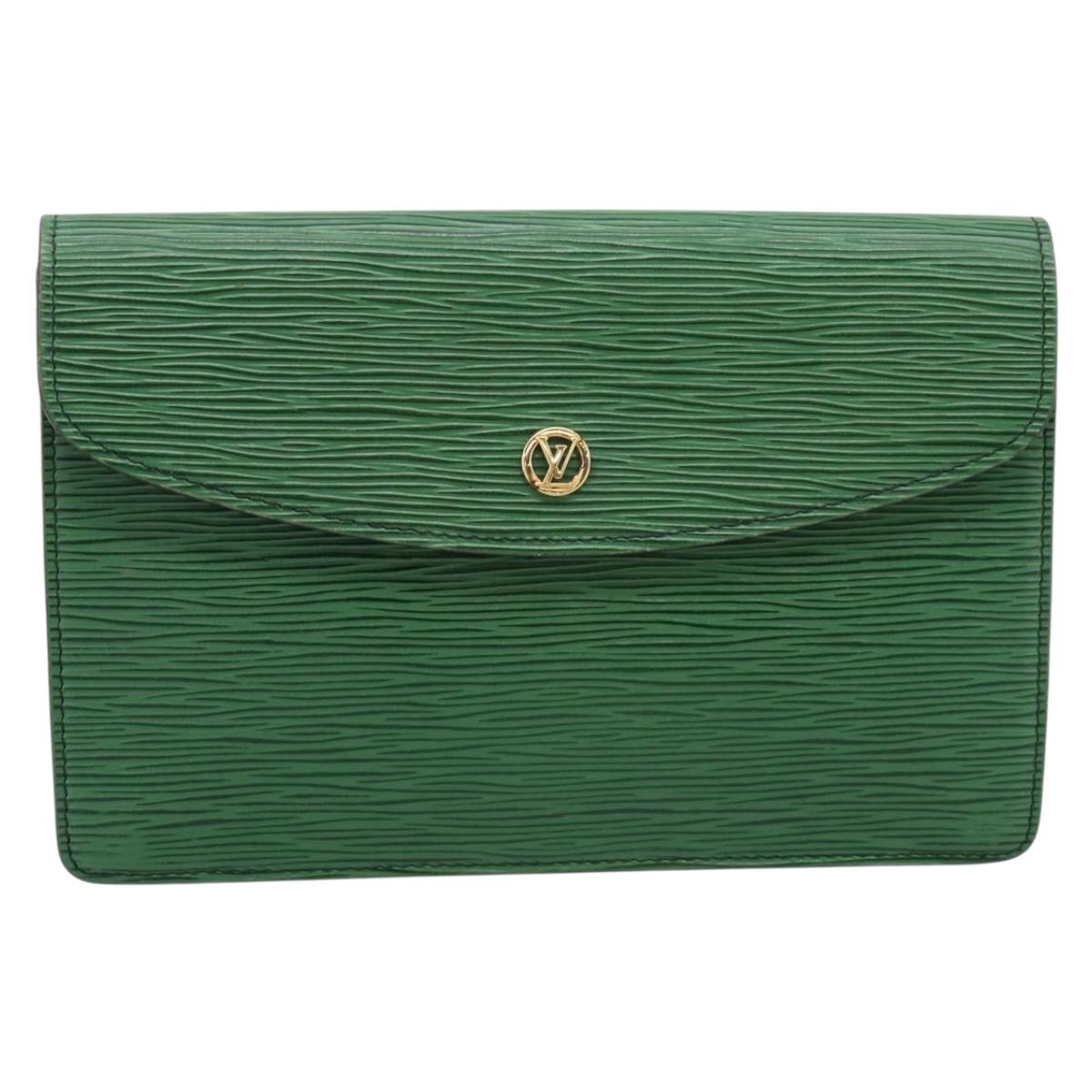 LOUIS VUITTON Epi Montaigne 23 Clutch Bag Green M52664 LV Auth bs37137A