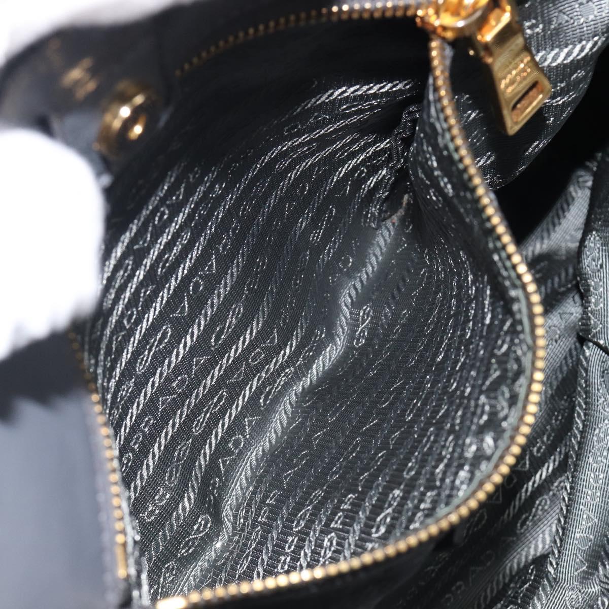 PRADA Hand Bag Nylon Green Gold Tone Auth bs37141A