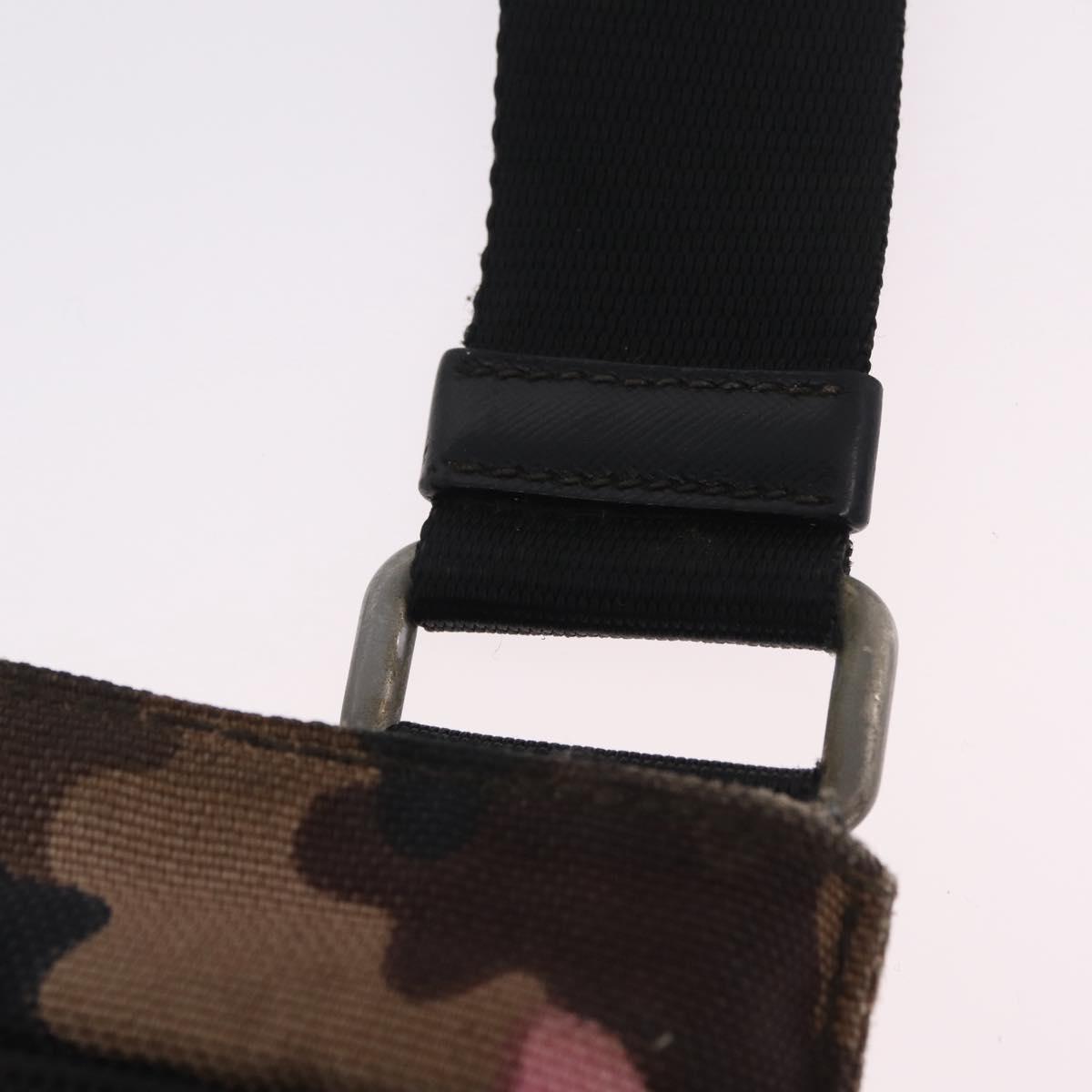 PRADA Shoulder Bag Canvas Camouflage Green Pink Auth bs37142