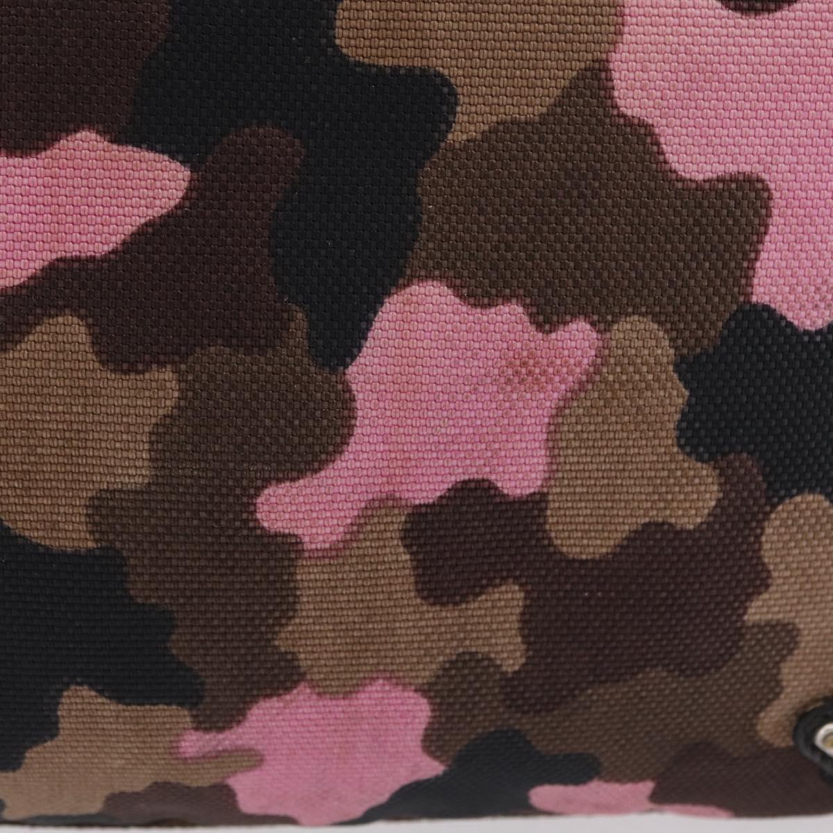 PRADA Shoulder Bag Canvas Camouflage Green Pink Auth bs37142