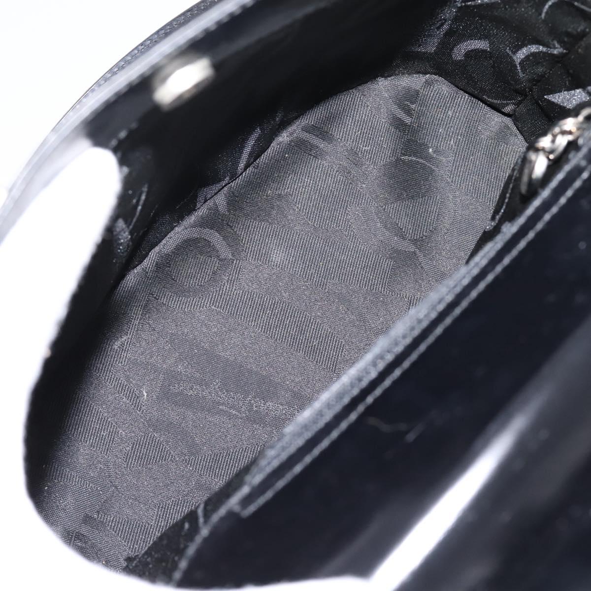 Salvatore Ferragamo Gancini Hand Bag patent Black Silver Auth bs37143