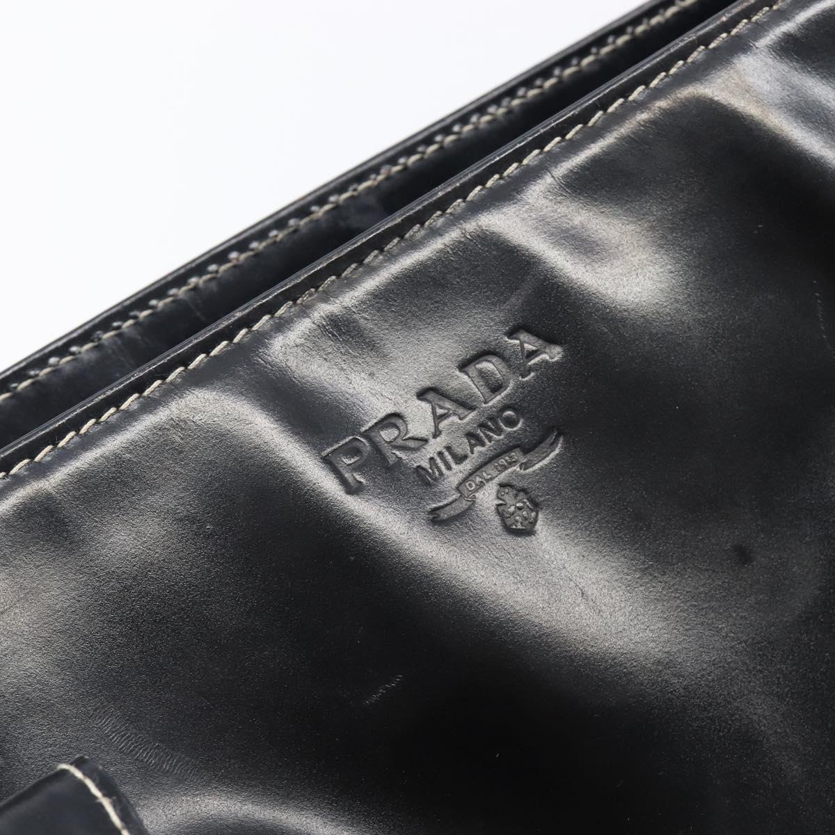PRADA Tote Bag Leather Black Auth bs37145