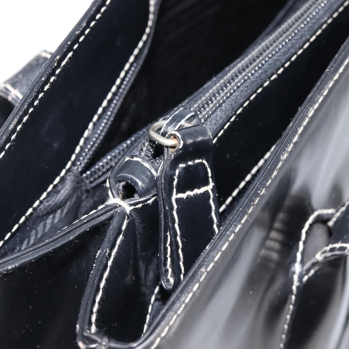 PRADA Tote Bag Leather Black Auth bs37145