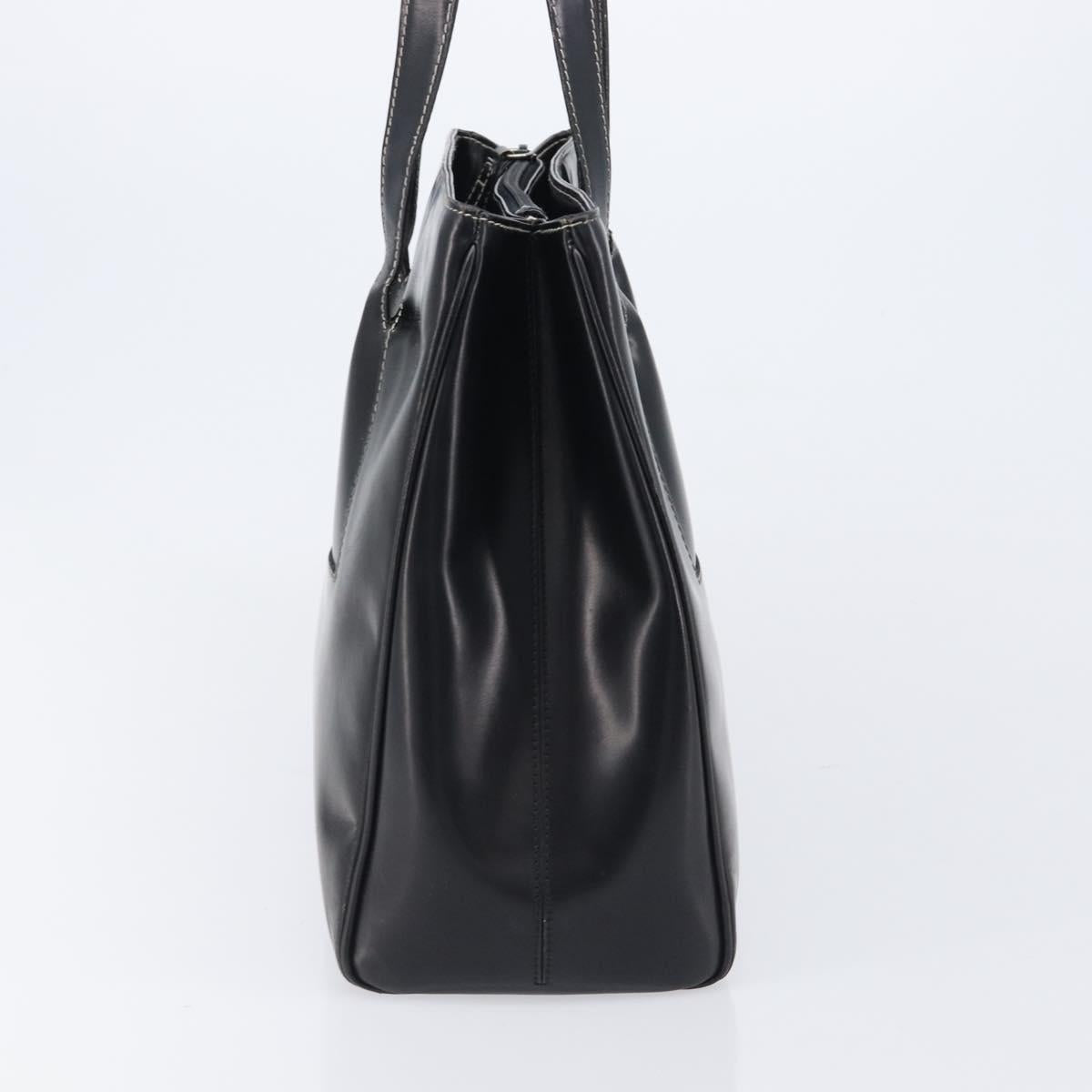 PRADA Tote Bag Leather Black Auth bs37145