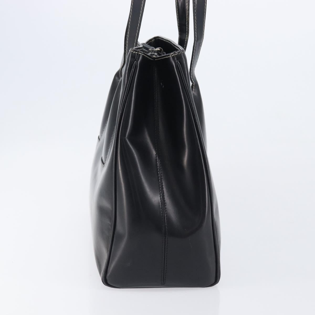 PRADA Tote Bag Leather Black Auth bs37145