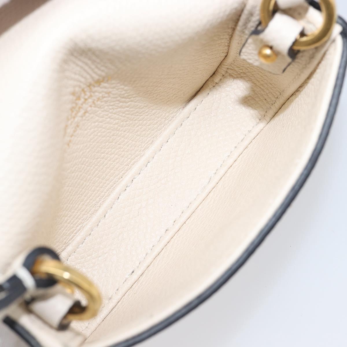 VALENTINO Shoulder Pouch Leather White Gold Tone Auth bs37147V