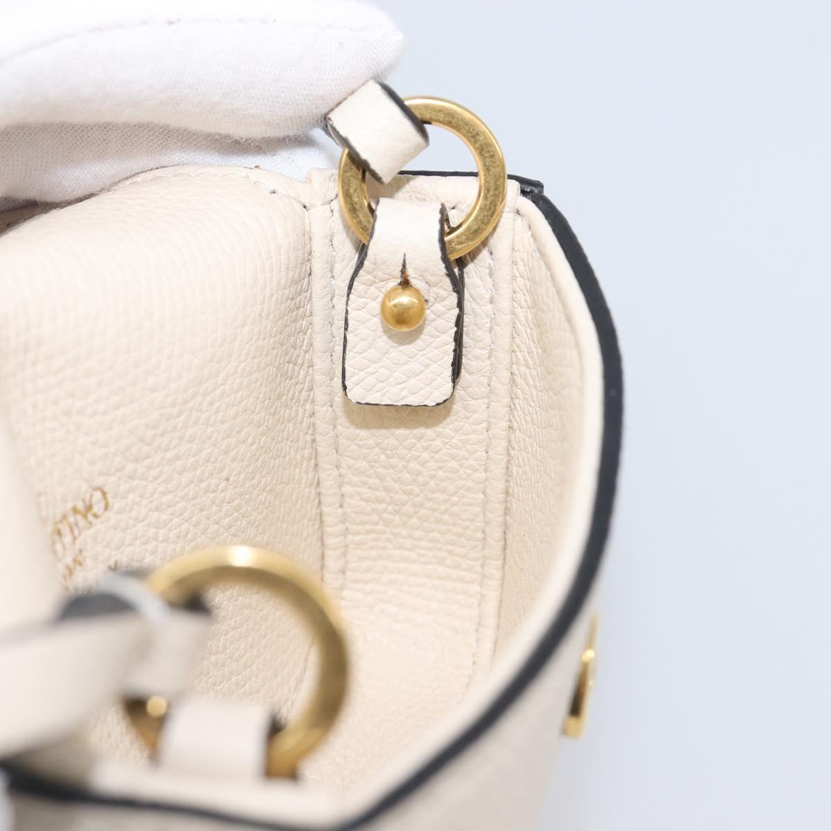 VALENTINO Shoulder Pouch Leather White Gold Tone Auth bs37147V