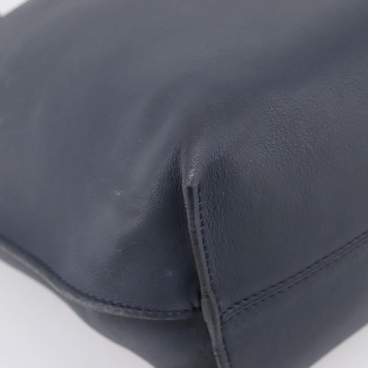 FENDI Tote Bag Leather Navy Black Auth bs37149