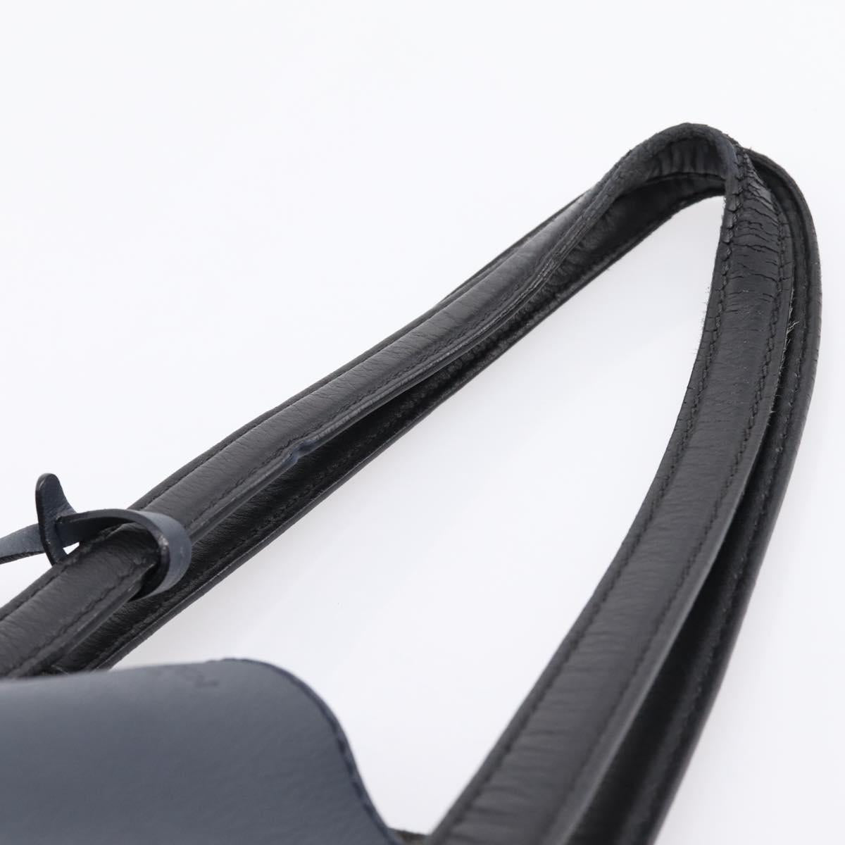 FENDI Tote Bag Leather Navy Black Auth bs37149
