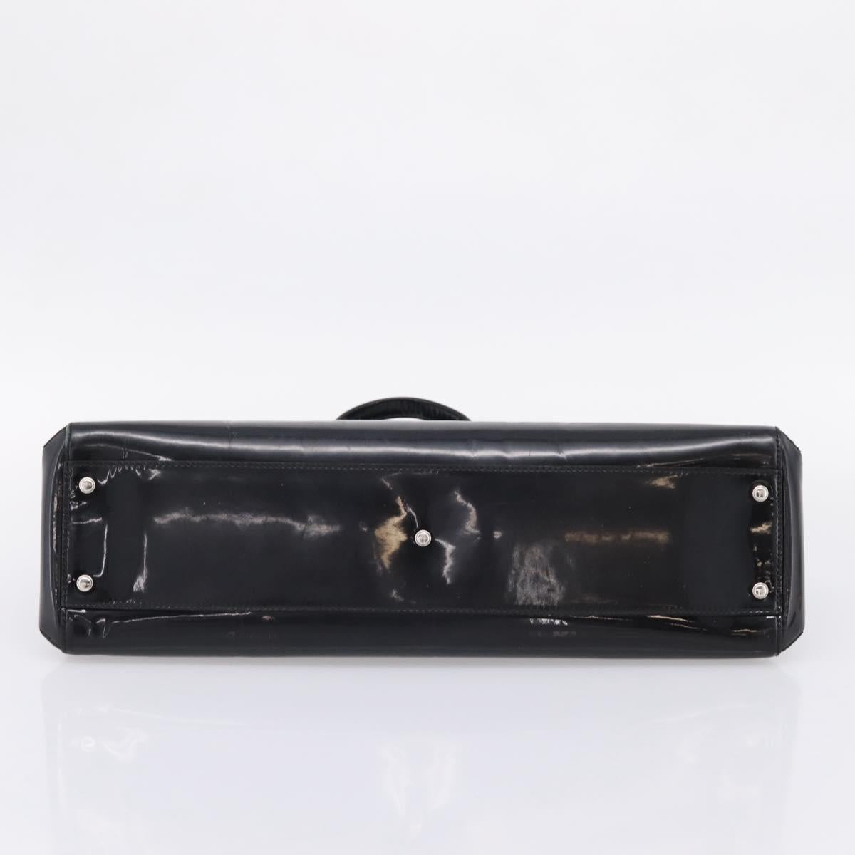 CARTIER Marcello de Cartier SM Hand Bag Patent Black Silver Auth bs37151