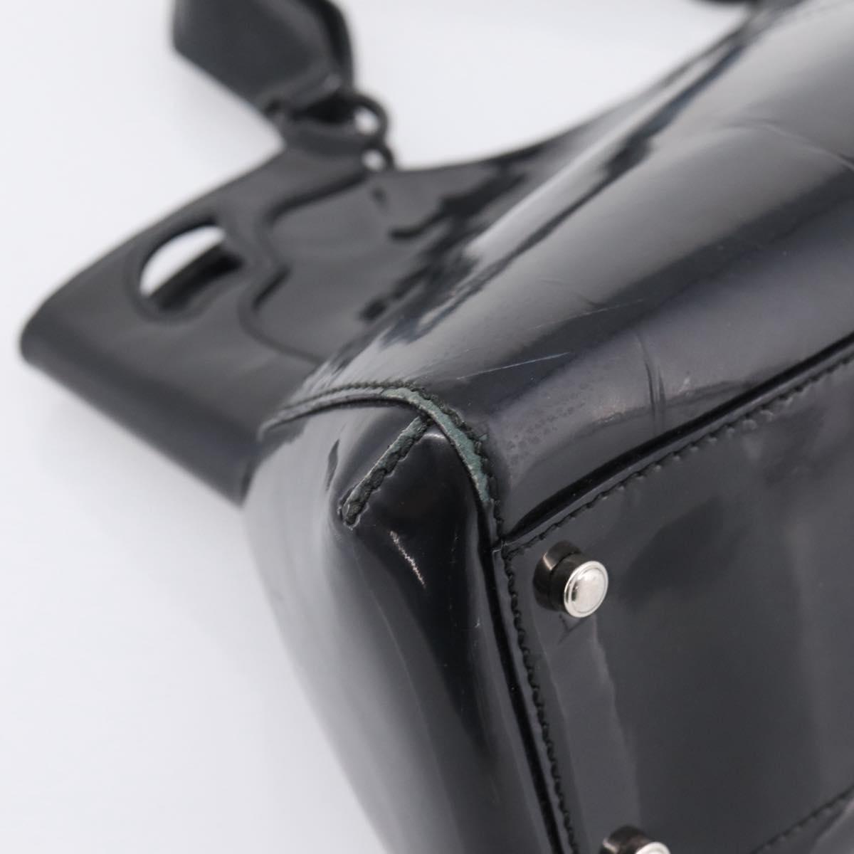 CARTIER Marcello de Cartier SM Hand Bag Patent Black Silver Auth bs37151
