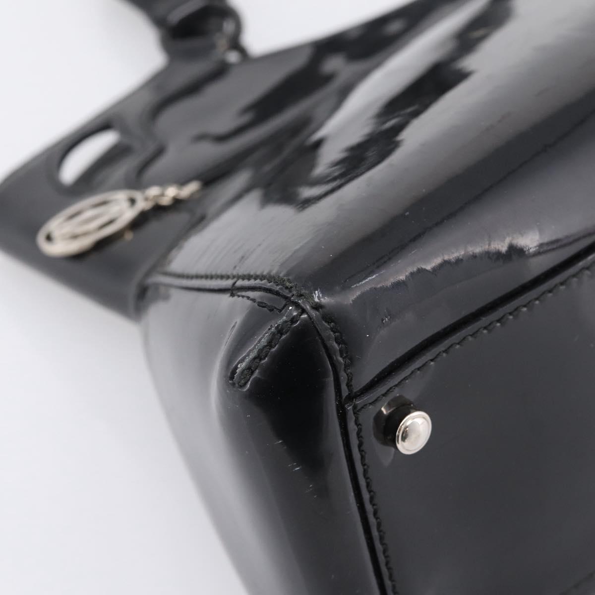 CARTIER Marcello de Cartier SM Hand Bag Patent Black Silver Auth bs37151