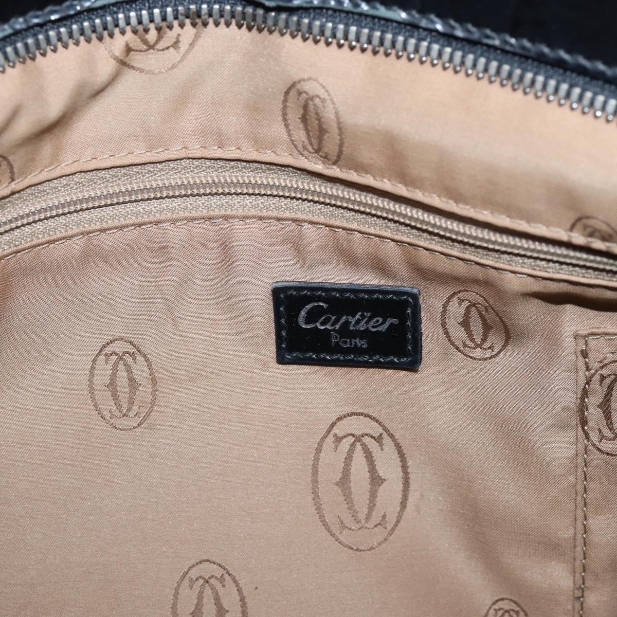 CARTIER Marcello de Cartier SM Hand Bag Patent Black Silver Auth bs37151