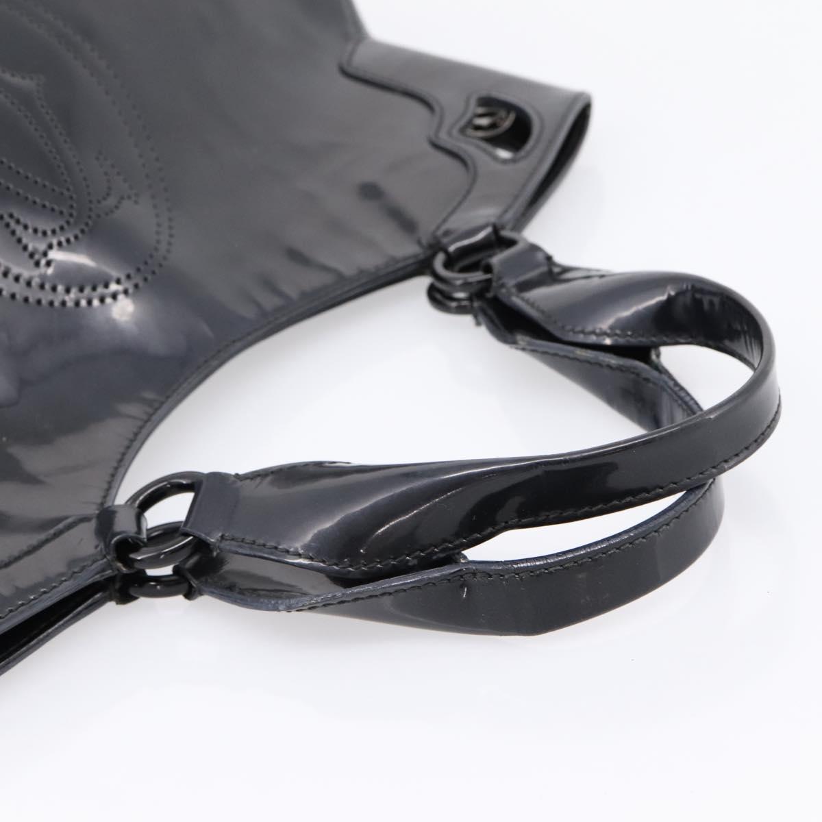 CARTIER Marcello de Cartier SM Hand Bag Patent Black Silver Auth bs37151