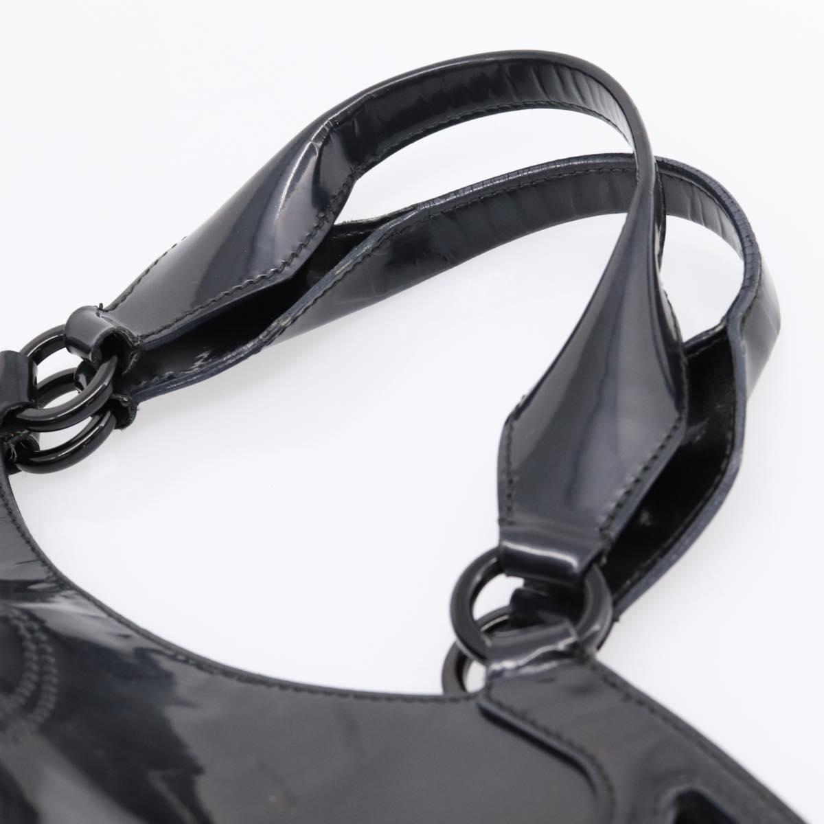 CARTIER Marcello de Cartier SM Hand Bag Patent Black Silver Auth bs37151