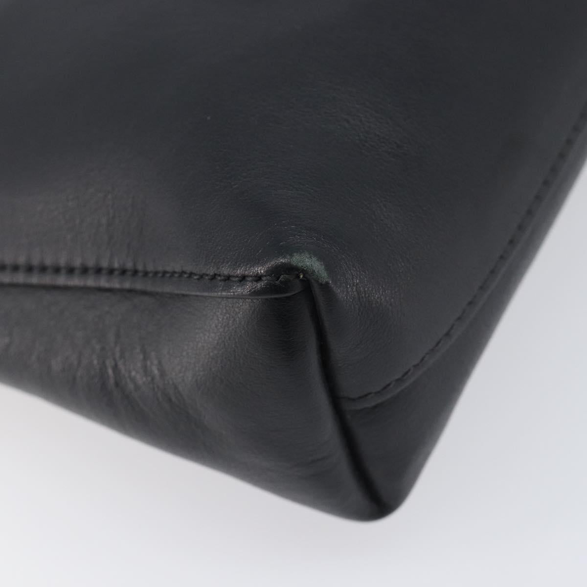 VERSACE Clutch Bag Leather Black Silver Auth bs37152A