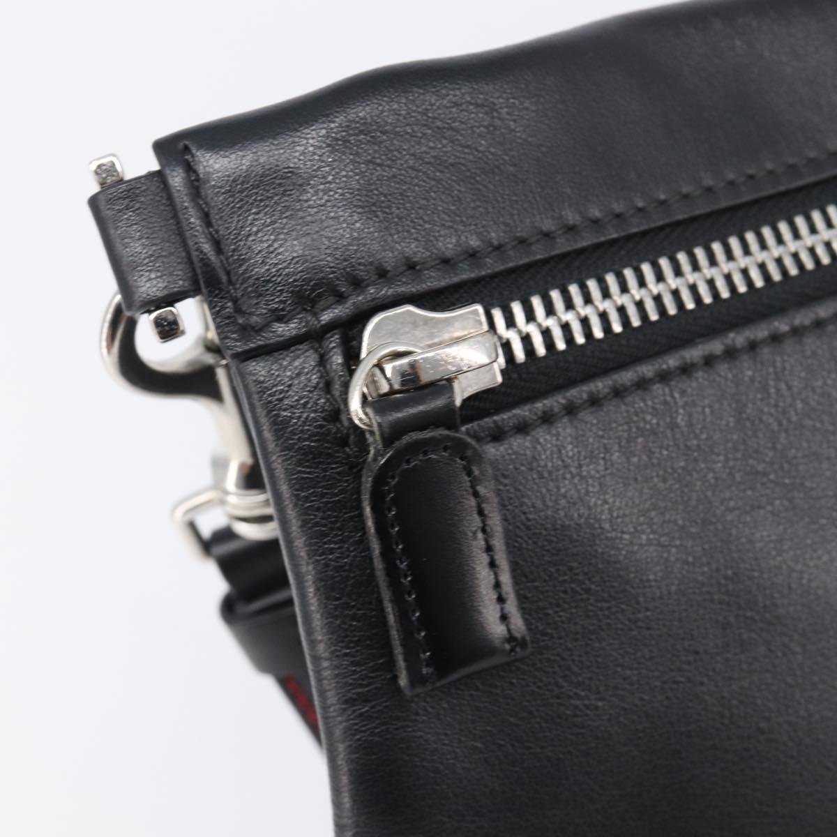 VERSACE Clutch Bag Leather Black Silver Auth bs37152A