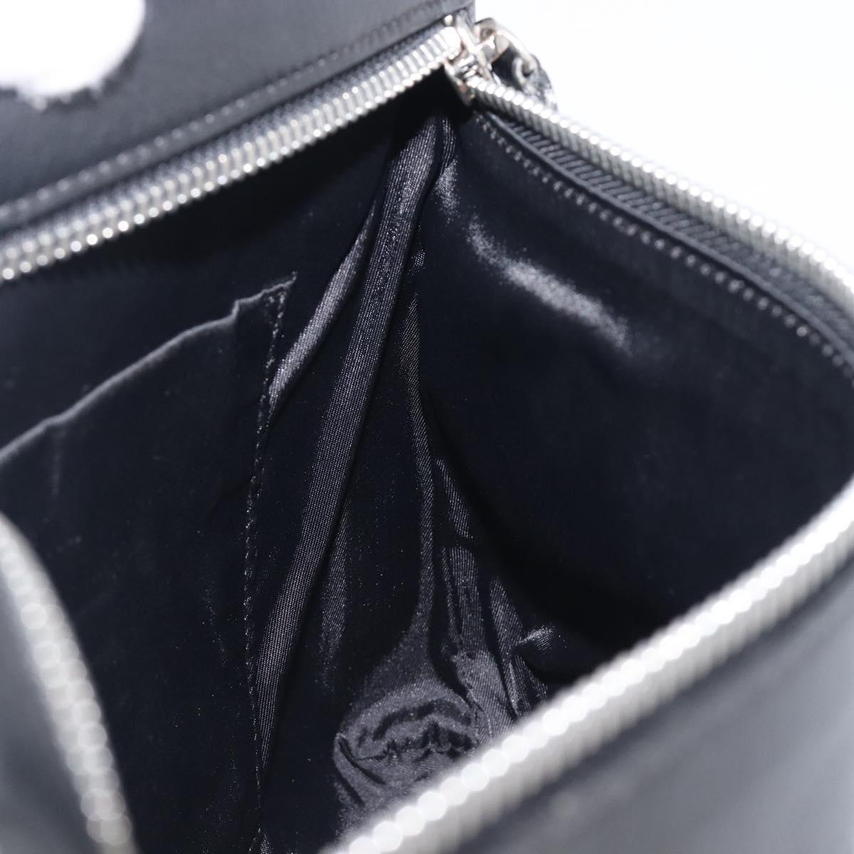 VERSACE Clutch Bag Leather Black Silver Auth bs37152A