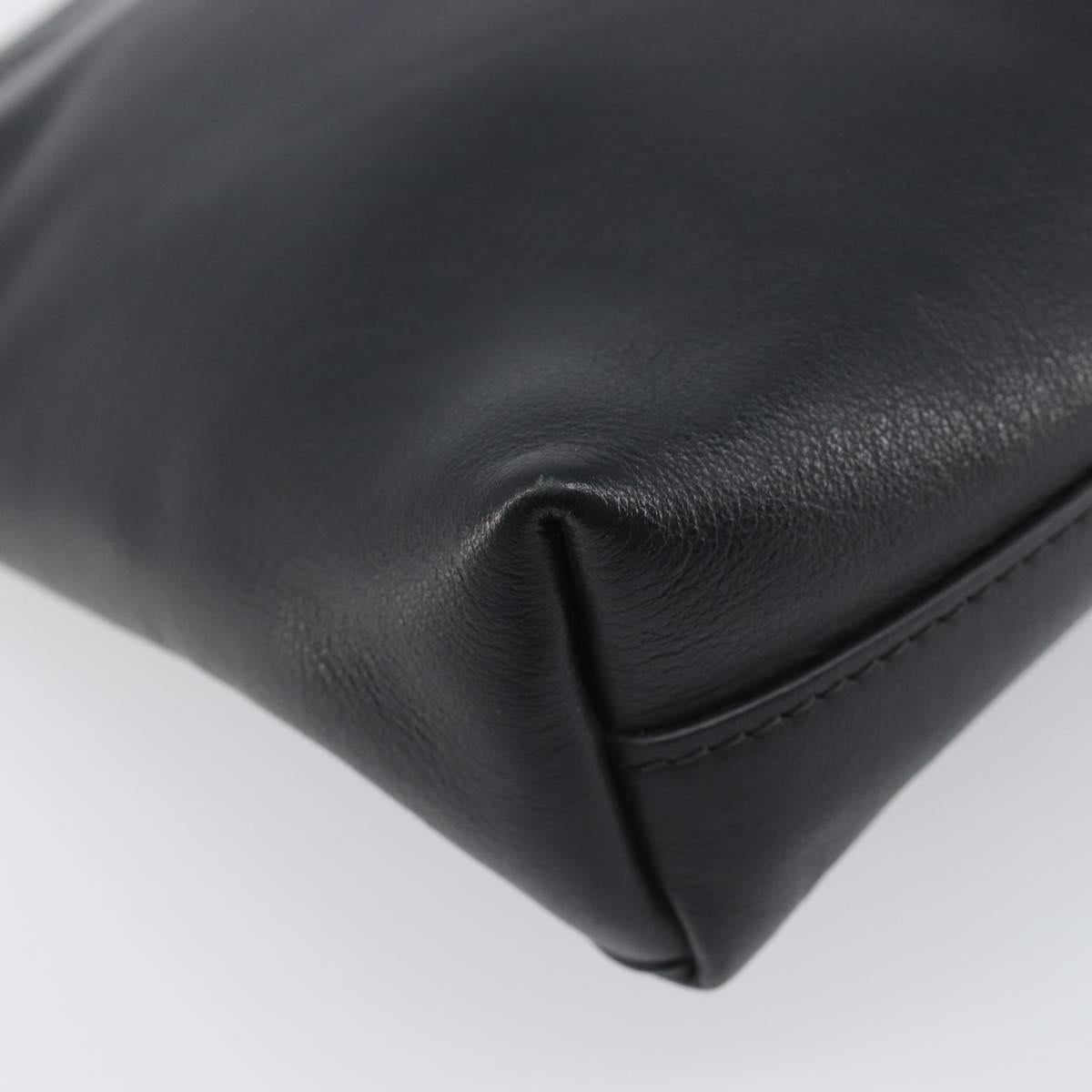 VERSACE Clutch Bag Leather Black Silver Auth bs37152A