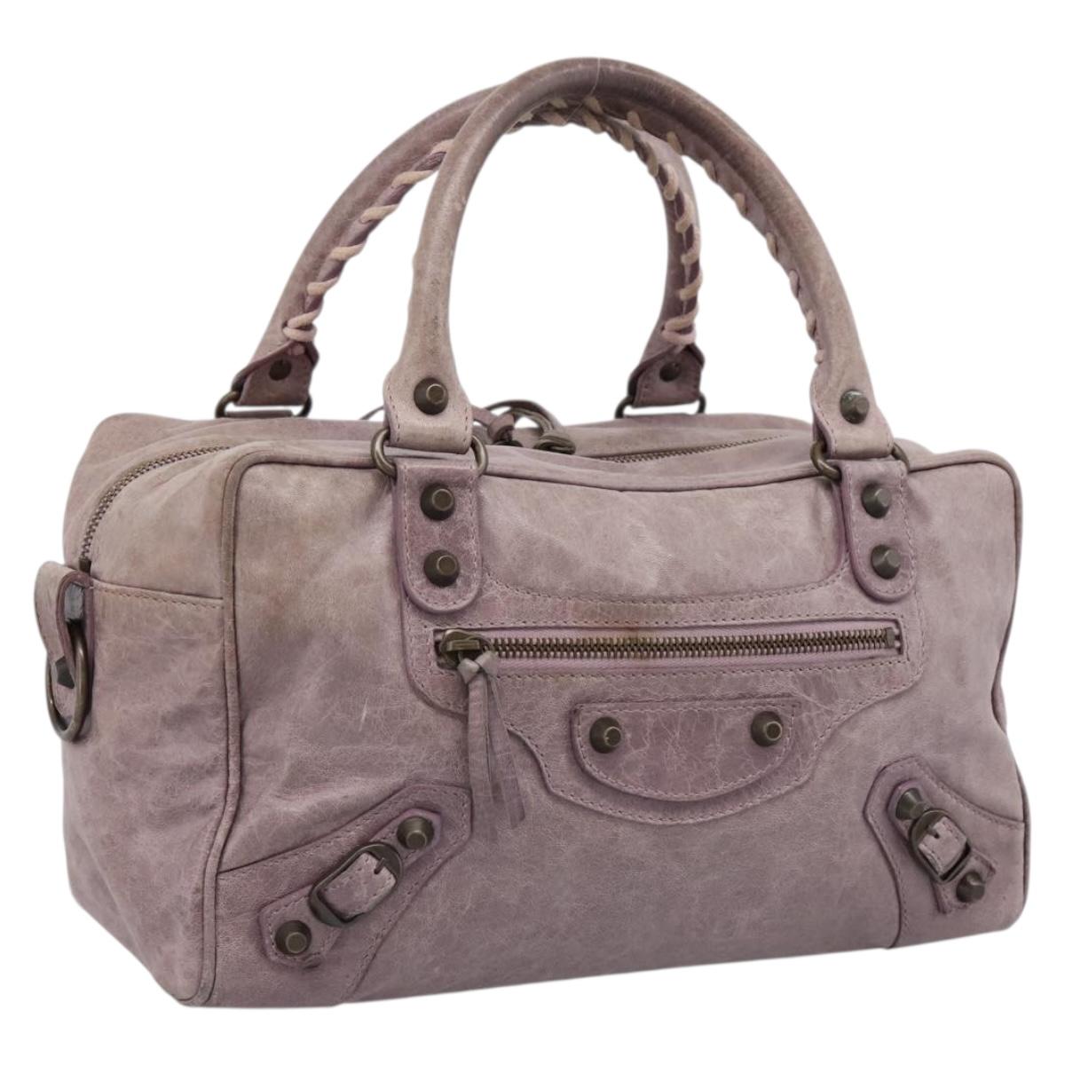 BALENCIAGA The Box Hand Bag Leather Purple 145694 Auth bs37153A