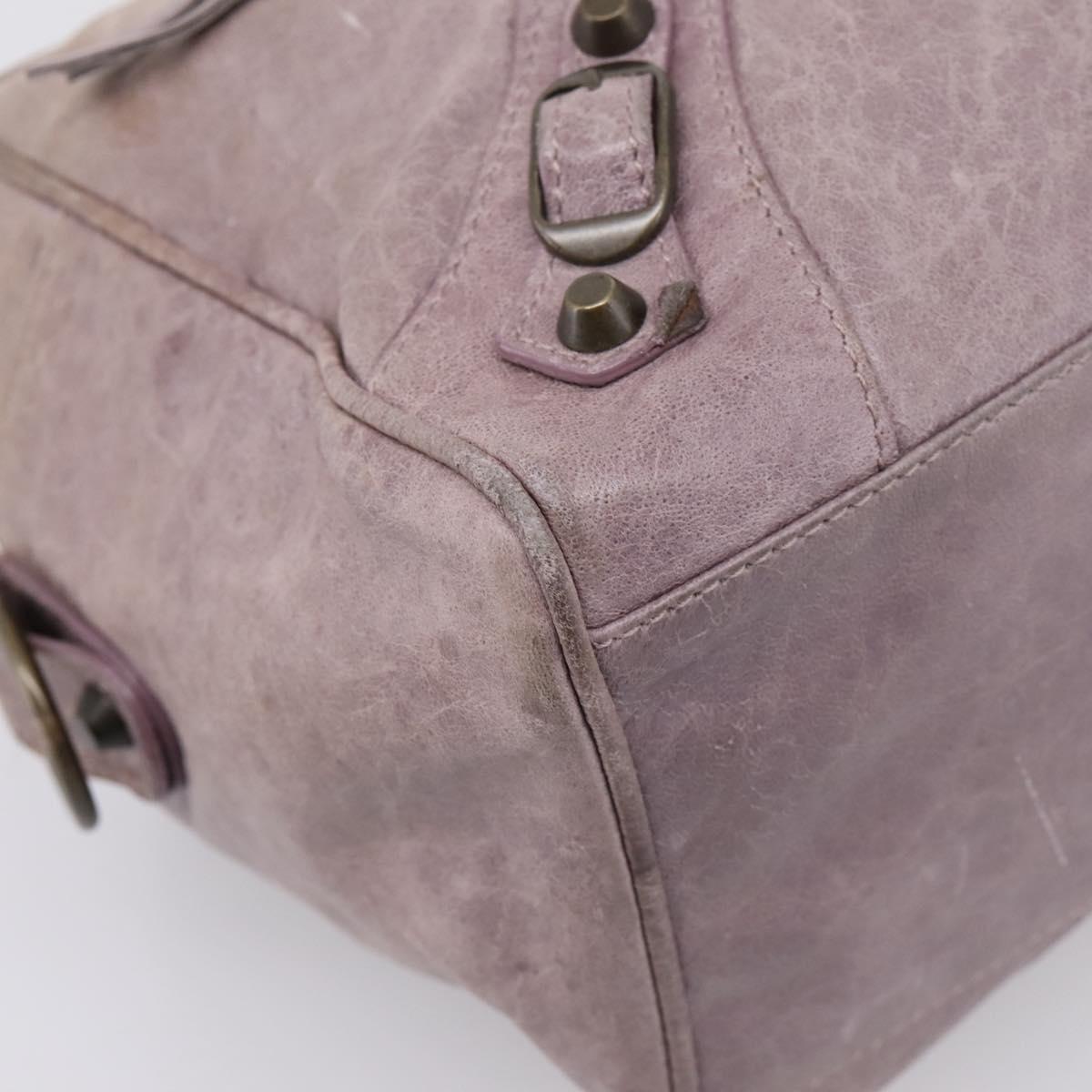 BALENCIAGA The Box Hand Bag Leather Purple 145694 Auth bs37153A