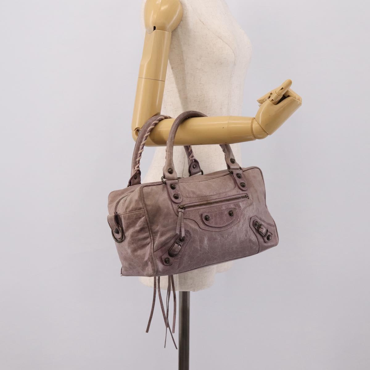 BALENCIAGA The Box Hand Bag Leather Purple 145694 Auth bs37153A