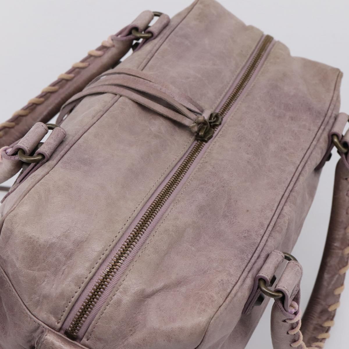 BALENCIAGA The Box Hand Bag Leather Purple 145694 Auth bs37153A