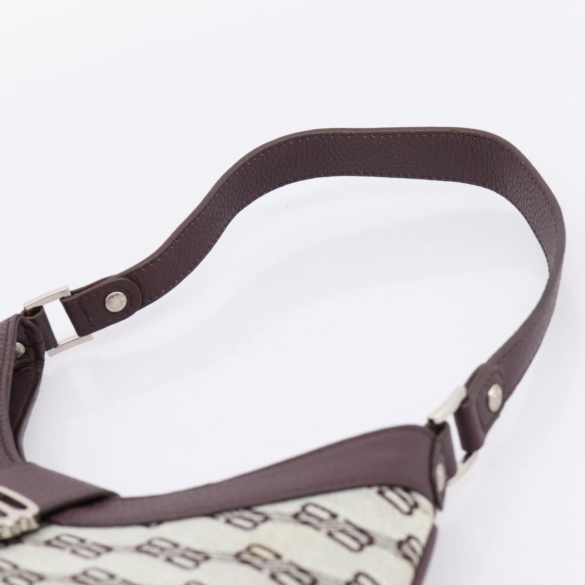 BALENCIAGA Shoulder Bag Canvas Beige Silver Auth bs37155