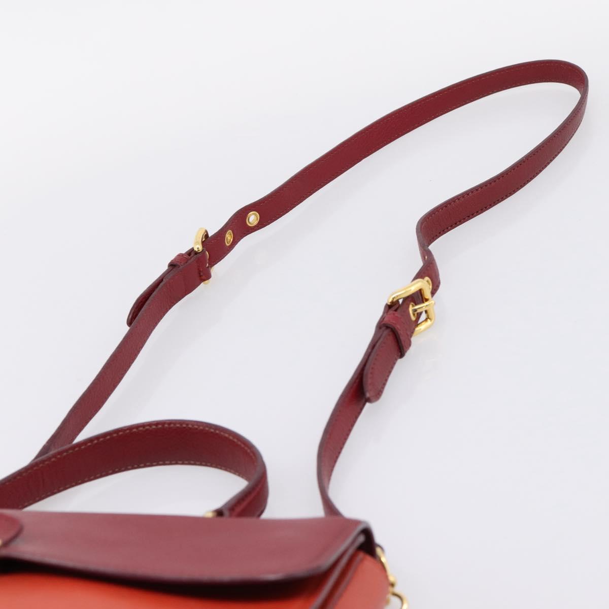 Miu Miu Hand Bag Leather 2way Red Gold Tone Auth bs37156A