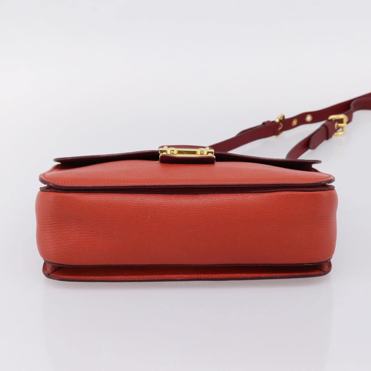 Miu Miu Hand Bag Leather 2way Red Gold Tone Auth bs37156A