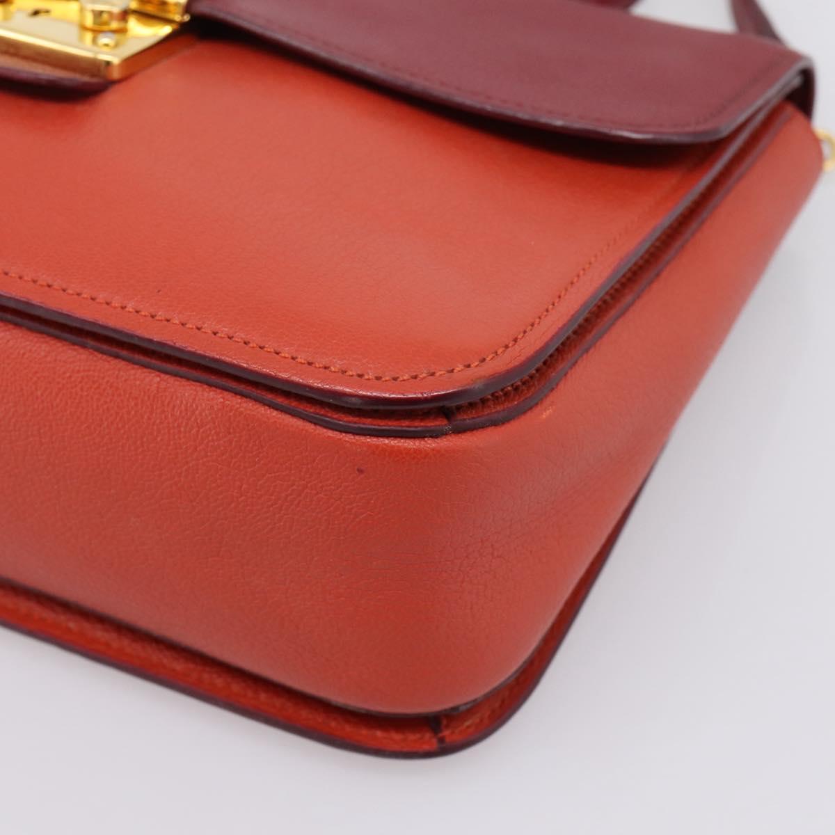 Miu Miu Hand Bag Leather 2way Red Gold Tone Auth bs37156A